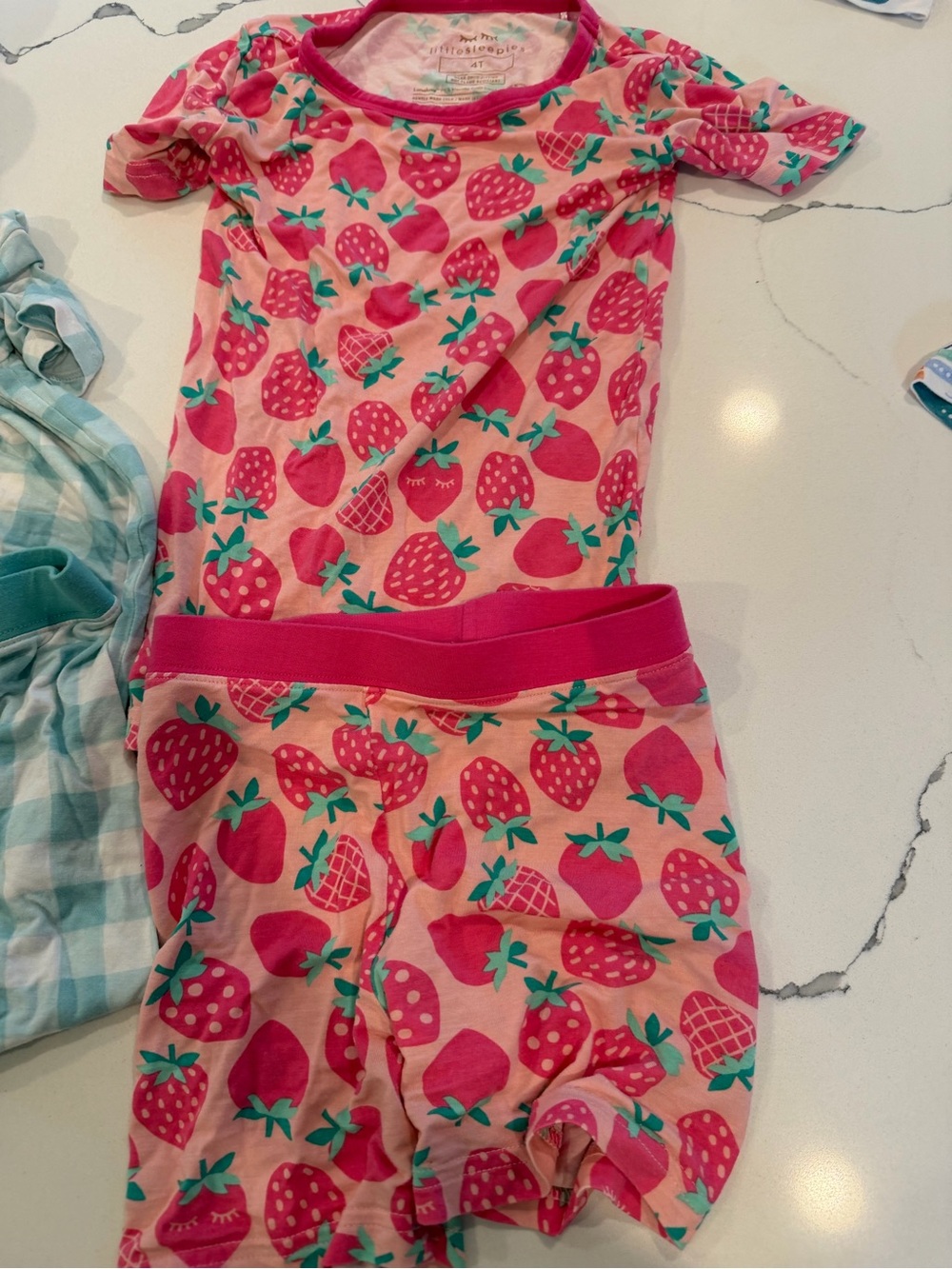 Little Sleepies Pink Strawberry Print Kids Pajama Set
